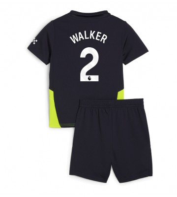 Manchester City Kyle Walker #2 Borta Kläder Barn 2024-25 Kortärmad (+ Korta byxor)